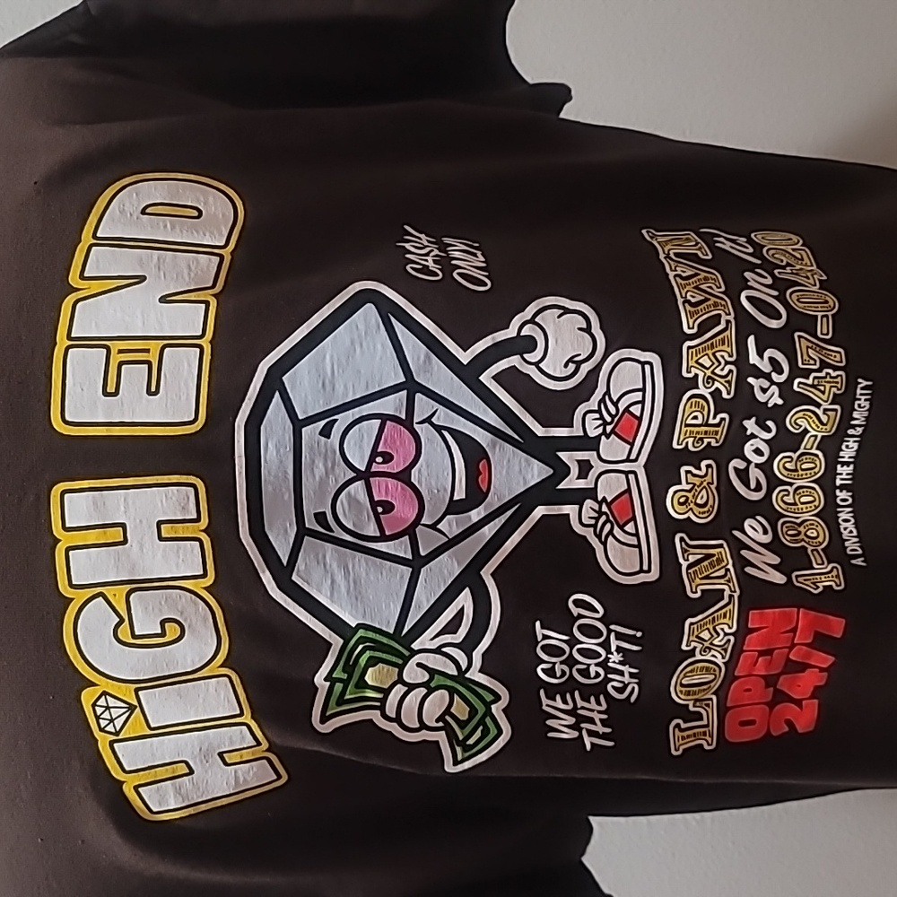 THE HIGH & MIGHTY LARGE BROWN CASUAL SHORT SLEEVE GRAPHIC T-SHIRT MENS CREWNECK
